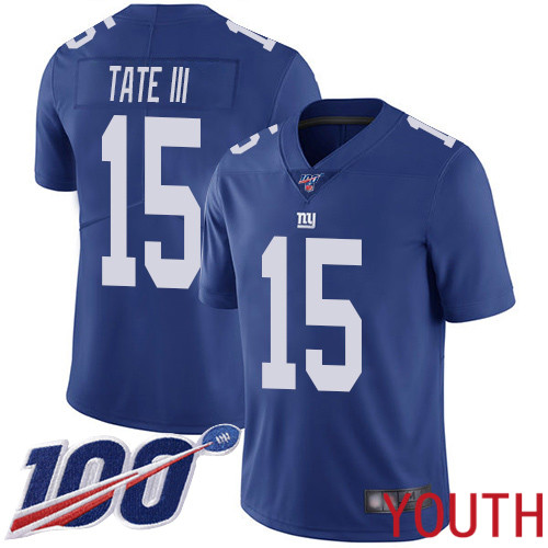 Youth New York Giants #15 Golden Tate III Royal Blue Team Color Vapor Untouchable Limited Player 100th Season Football NFL Jersey